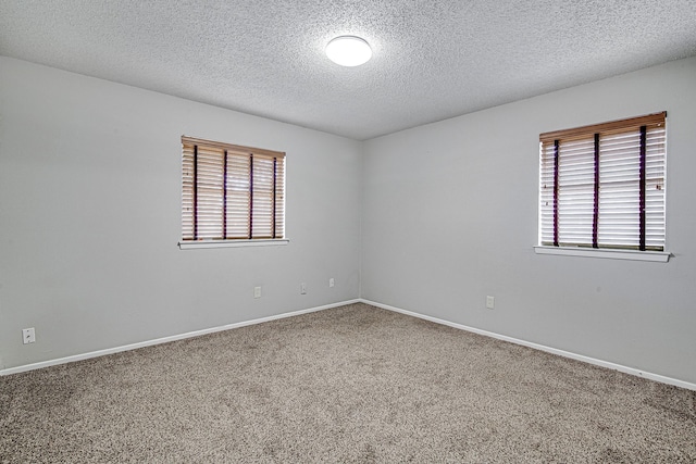 carpeted spare room featuring a textured ceiling and a healthy amount of sunlight