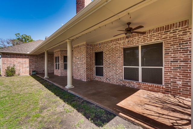 view of patio / terrace featuring ceiling fan