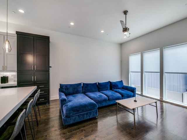 living room featuring dark hardwood / wood-style flooring