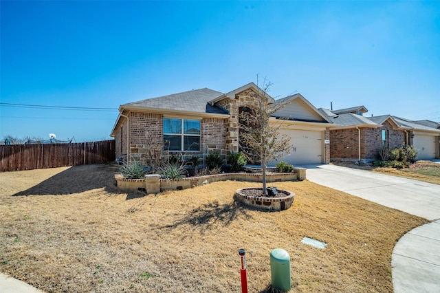 single story home with a garage