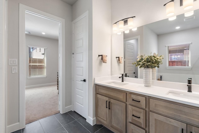 bathroom featuring vanity and tile patterned floors