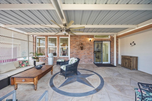 view of patio / terrace featuring ceiling fan and outdoor lounge area