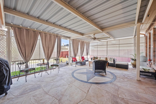 view of patio / terrace with an outdoor hangout area and ceiling fan