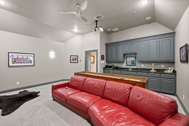 bedroom featuring ceiling fan and carpet floors