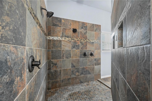 bathroom featuring a tile shower