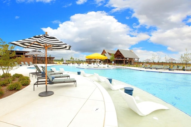 view of pool with a patio area