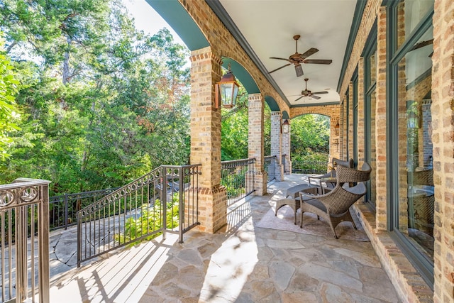 view of patio / terrace with ceiling fan