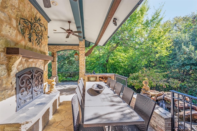 view of patio / terrace with ceiling fan