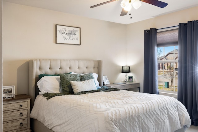 bedroom featuring ceiling fan