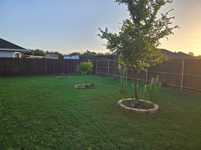 view of yard at dusk