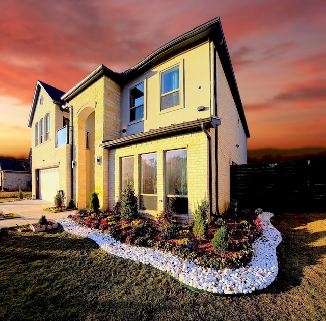 view of front of home with a garage