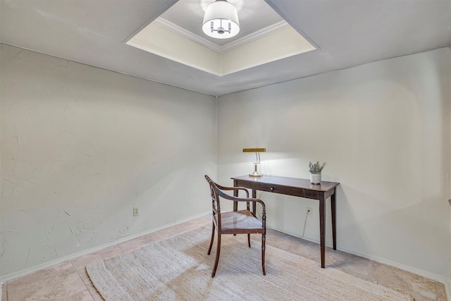 home office featuring ornamental molding