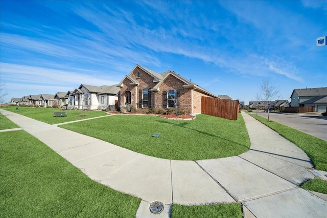 view of front of property with a front lawn