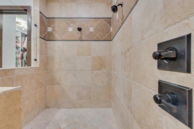 bathroom with tiled shower