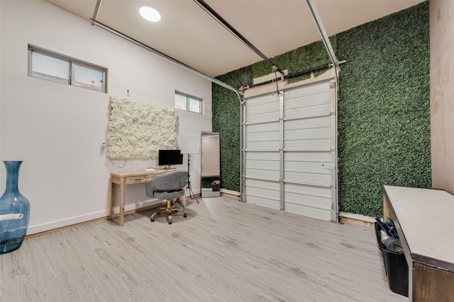 home office featuring hardwood / wood-style flooring