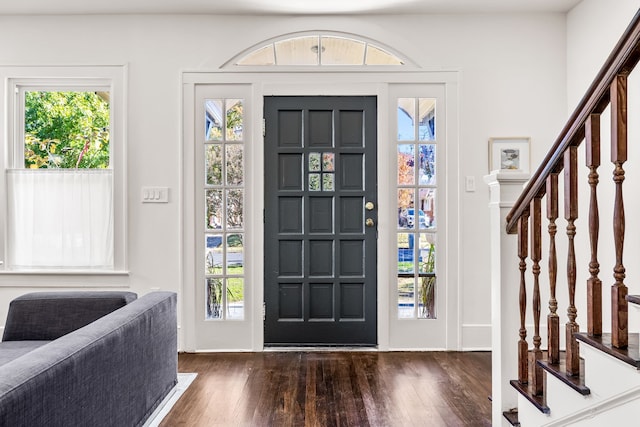 foyer with dark wood-type flooring