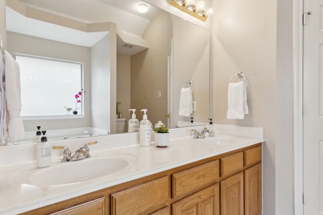 bathroom featuring vanity and a bathing tub