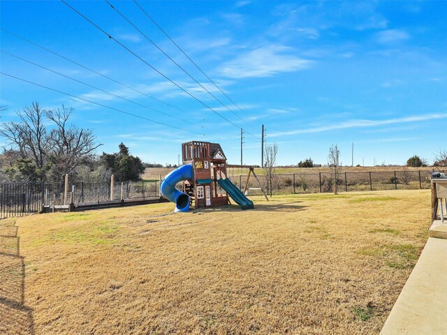 view of play area featuring a yard