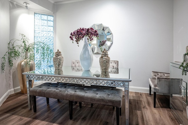 dining area with wood-type flooring