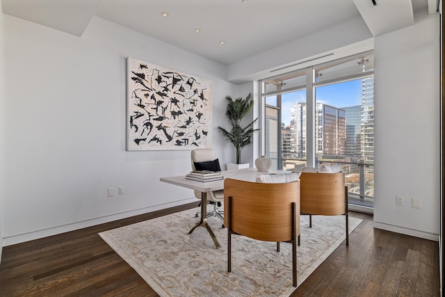 office area featuring dark hardwood / wood-style floors