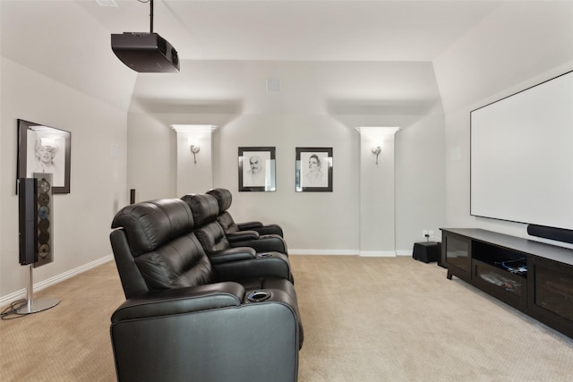 view of carpeted home theater