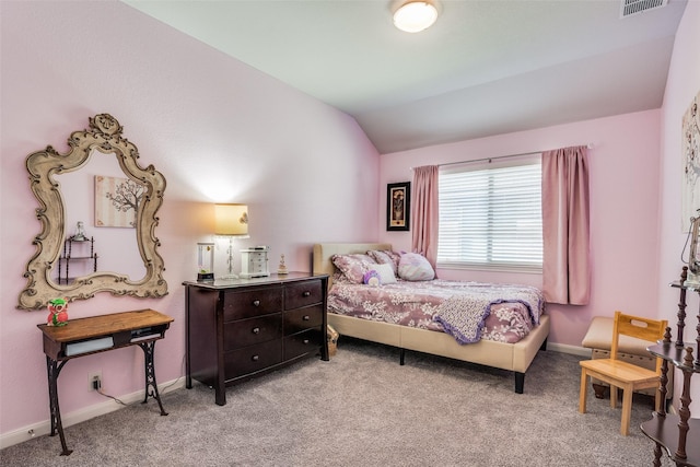 518 Whitney Ln, Lavon, TX 75166 - carpeted bedroom featuring baseboards, visible vents, ensuite bathroom, and lofted ceiling