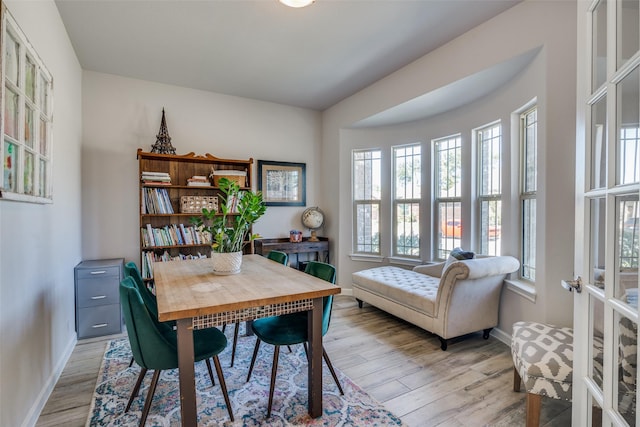 home office featuring light hardwood / wood-style flooring