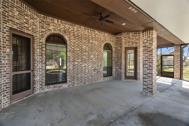 view of patio / terrace featuring ceiling fan