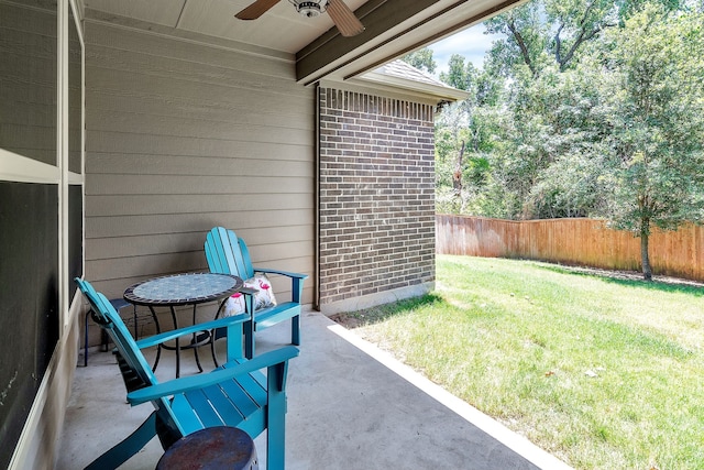 view of patio with ceiling fan