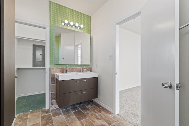 bathroom featuring vanity and electric panel