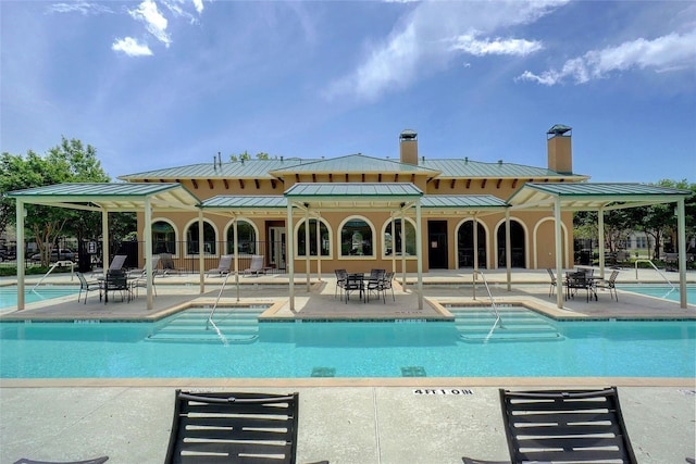 pool featuring a patio area