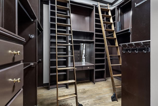 spacious closet with hardwood / wood-style flooring