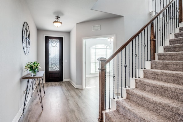 entrance foyer featuring wood-type flooring