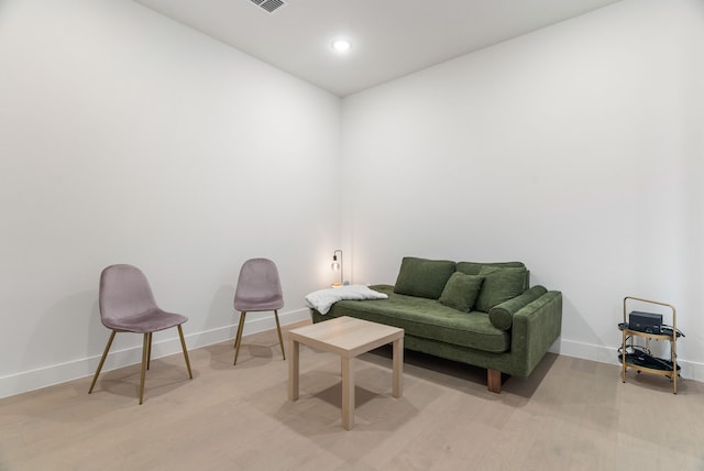 living area with light wood-type flooring