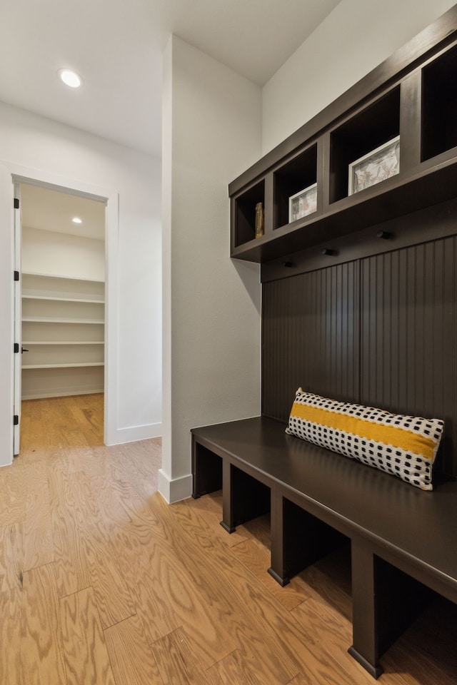 mudroom featuring light hardwood / wood-style flooring