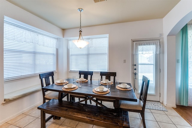 view of tiled dining area