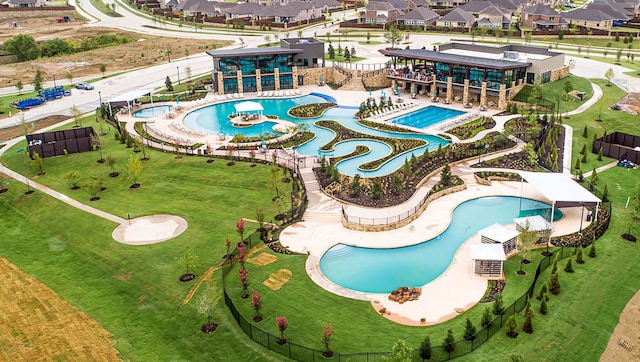 bird's eye view with a residential view