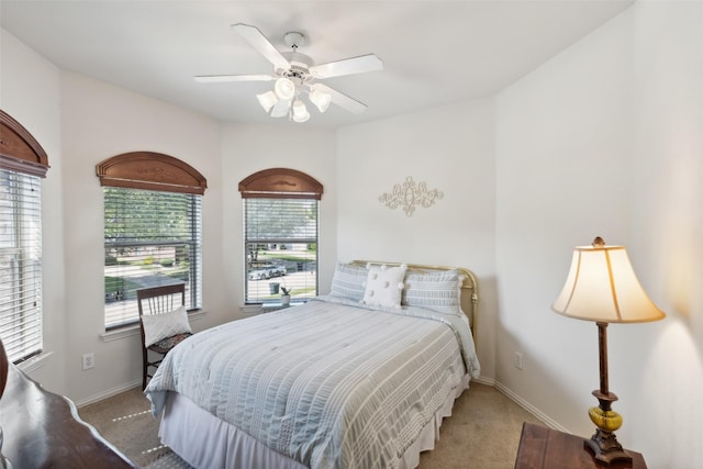 bedroom featuring carpet flooring and ceiling fan