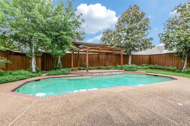 view of pool with a patio and a pergola