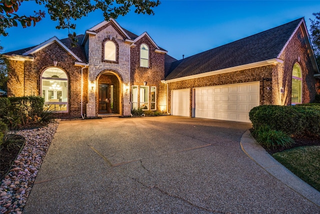 view of front property with a garage