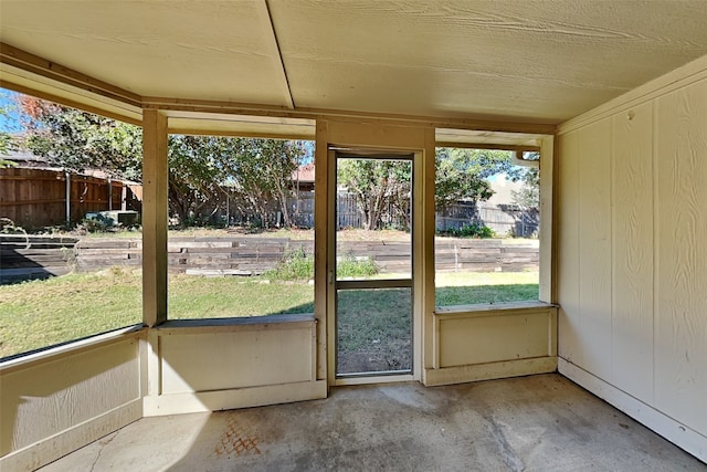 view of unfurnished sunroom