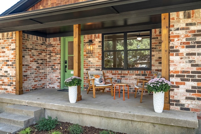 view of patio featuring a porch