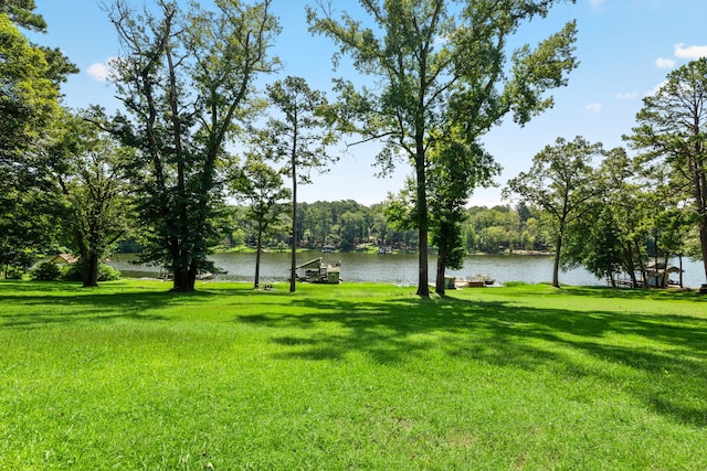 view of yard with a water view