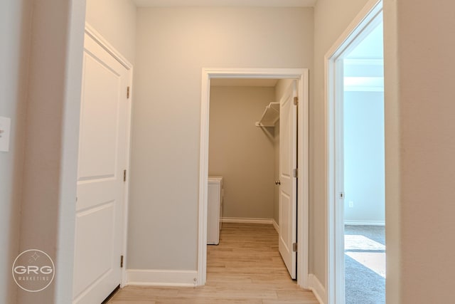 hallway featuring light wood-type flooring