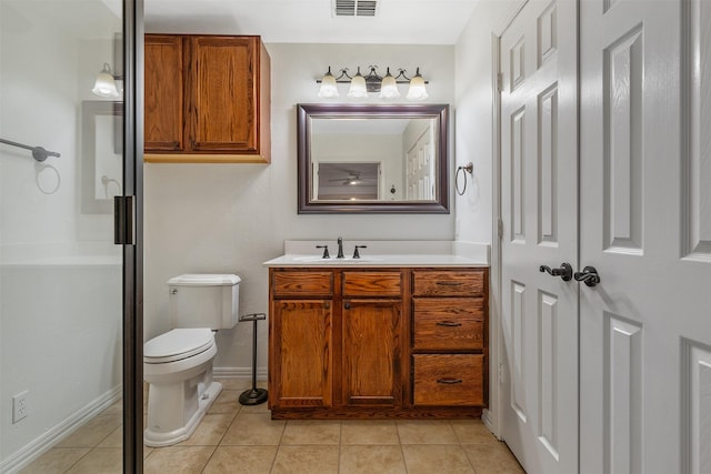 bathroom with tile patterned floors, vanity, and toilet