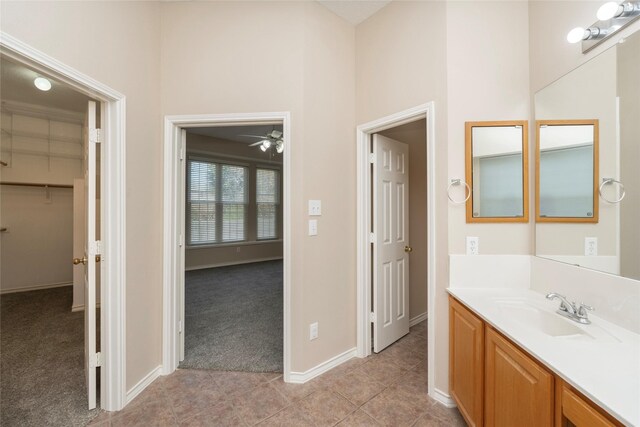 office with ceiling fan and dark hardwood / wood-style flooring