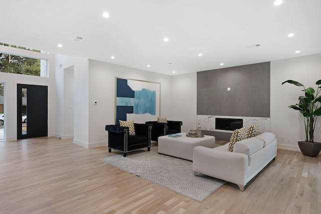 living room featuring light hardwood / wood-style flooring