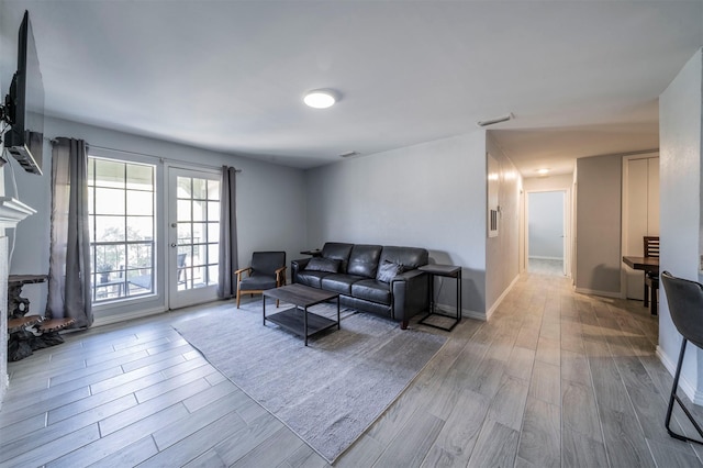 living room featuring light hardwood / wood-style floors