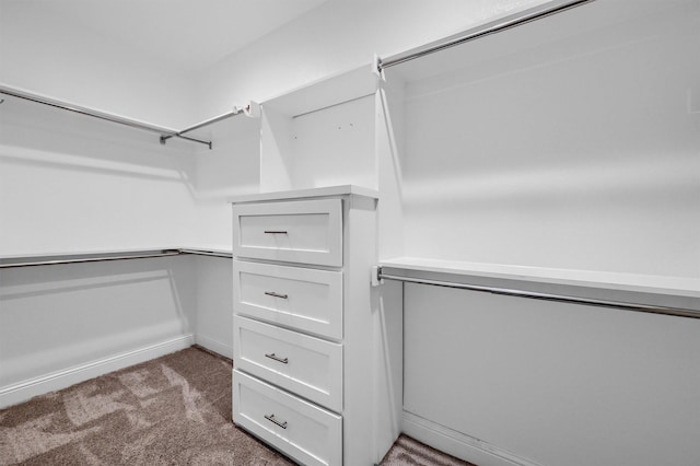 spacious closet featuring dark carpet