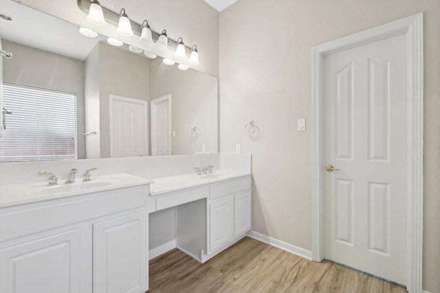 bathroom featuring wood-type flooring and vanity